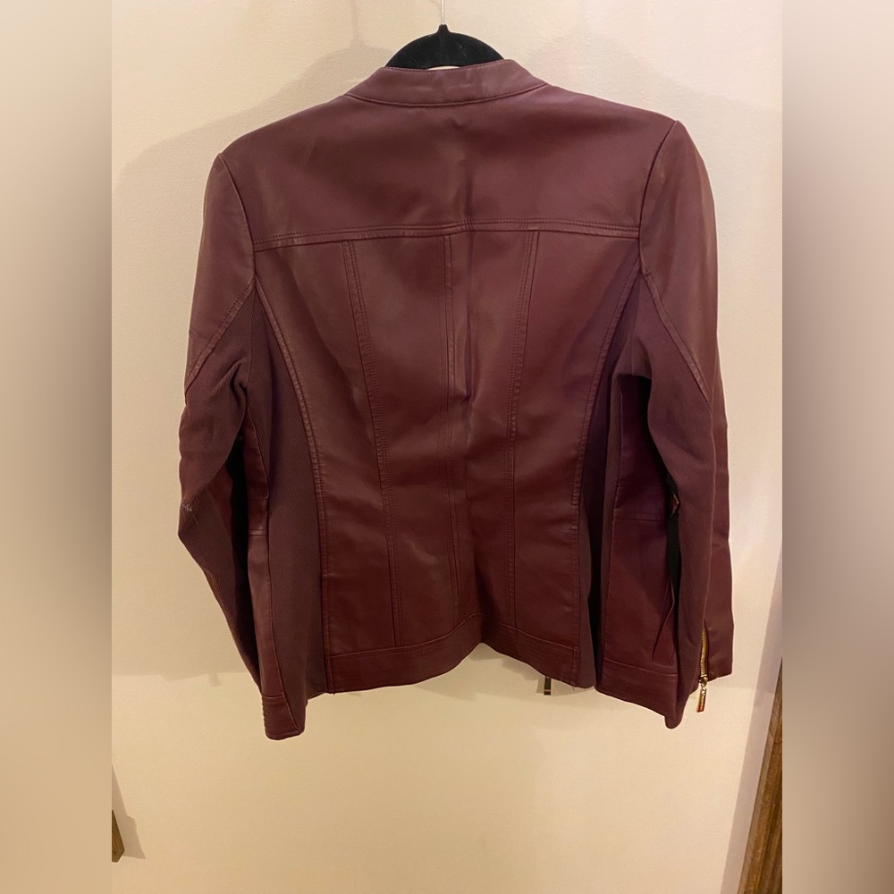 Ellen Tracy Faux Leather Burgundy Jacket - Picture 2 of 5